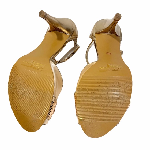 Charlotte Russe Gold Sequin T Trap Heels 9 - Picture 6 of 6